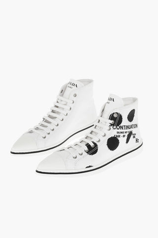 Pointed-toe Gabardine Sneakers with Print
