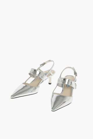 Metallic Leather Sandals with Pointed Toe 5,5 cm