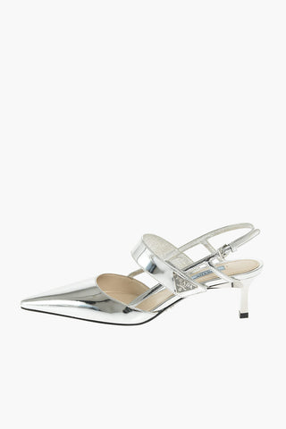Metallic Leather Sandals with Pointed Toe 5,5 cm