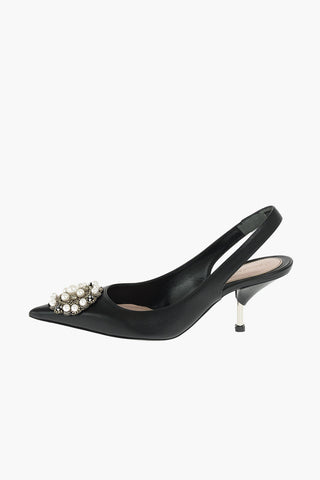 Soft Leather slingbacks with Jewel Detail 7 cm