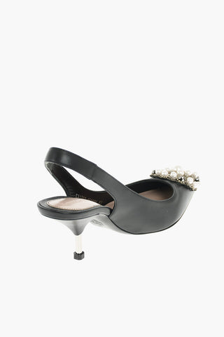 Soft Leather slingbacks with Jewel Detail 7 cm