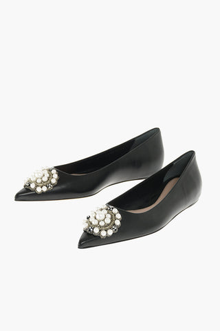 Soft Leather Flats with Jewel Detail