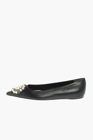 Soft Leather Flats with Jewel Detail
