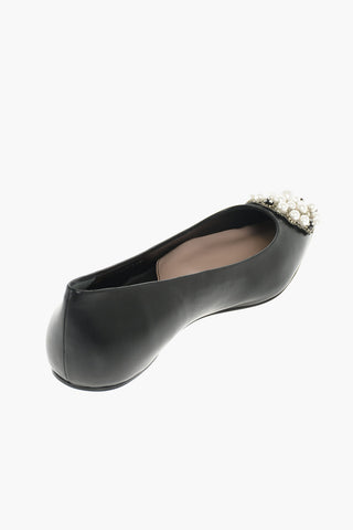 Soft Leather Flats with Jewel Detail