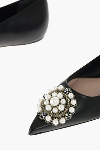 Soft Leather Flats with Jewel Detail