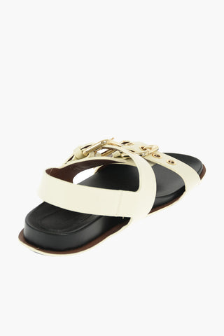 Leather Flat Sandals with Buckles