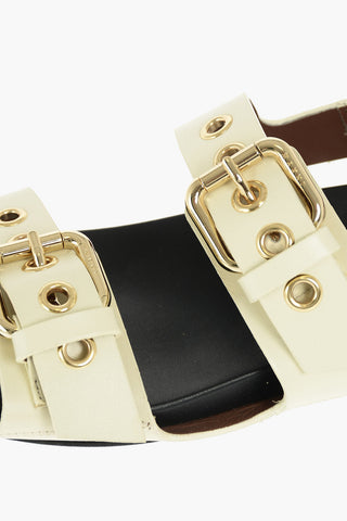 Leather Flat Sandals with Buckles