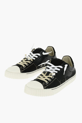 MM22 sneakers basse bicolore in pelle e cotone
