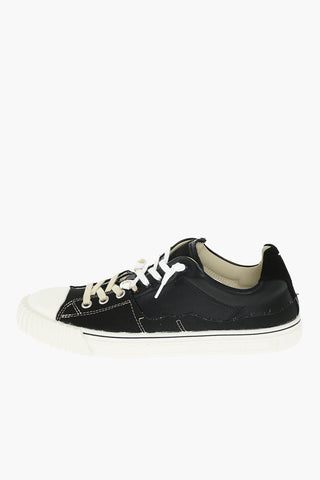 MM22 sneakers basse bicolore in pelle e cotone