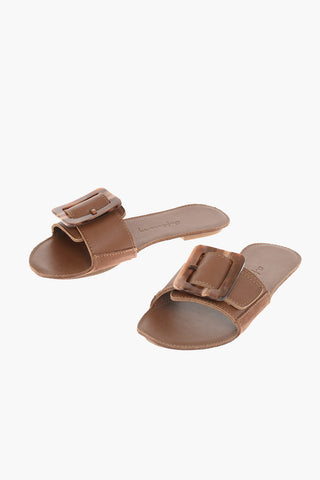 Leather THELOOP mules with buckle