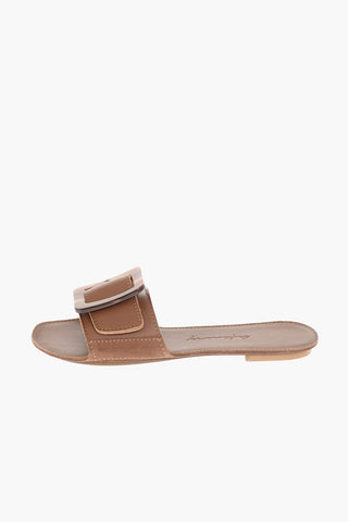 Leather THELOOP mules with buckle