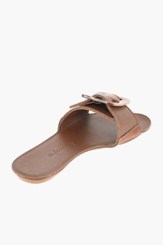 Leather THELOOP mules with buckle
