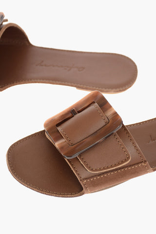 Leather THELOOP mules with buckle