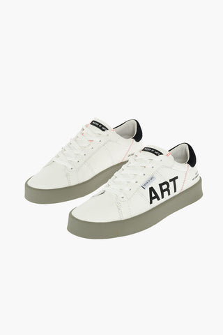 printed leather low-top sneakers