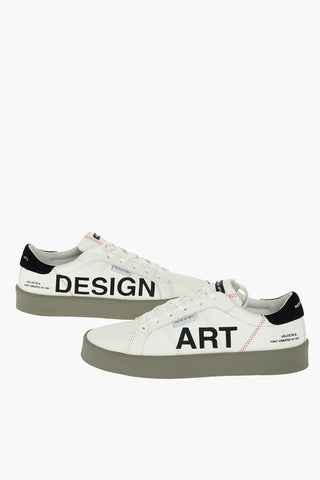 printed leather low-top sneakers