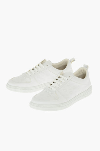 all over logo leather sneakers