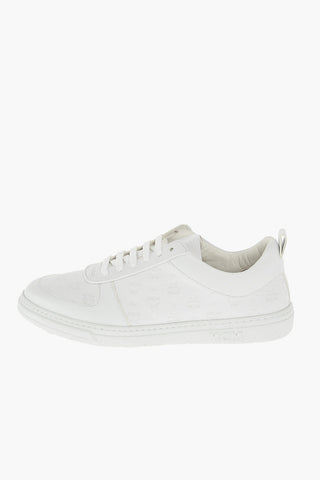 all over logo leather sneakers
