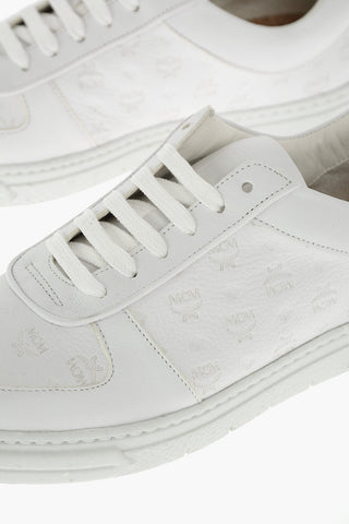 all over logo leather sneakers
