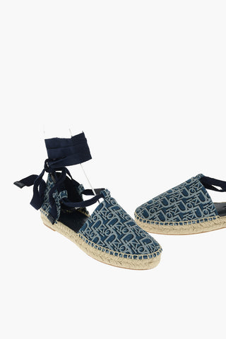 all over logo denim effect DAPHNE lace-up espadrilles