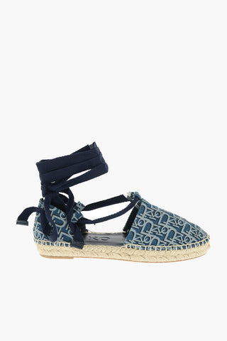 all over logo denim effect DAPHNE lace-up espadrilles