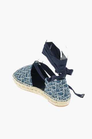 all over logo denim effect DAPHNE lace-up espadrilles