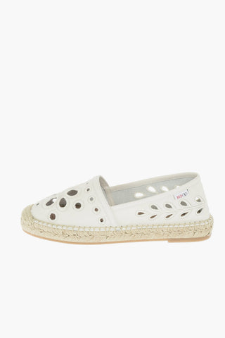 Soft Leather Espadrilles with Embroidered Floral Cut-outs