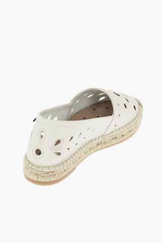 Soft Leather Espadrilles with Embroidered Floral Cut-outs