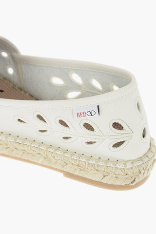 Soft Leather Espadrilles with Embroidered Floral Cut-outs