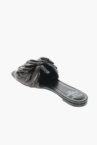 ATELIER03 Leather Slides with 3D Rose Embellishment