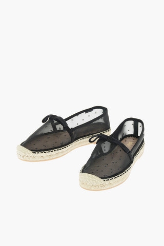 Mesh Fabric Espadrilles with Suede Leather Details 1,5 cm