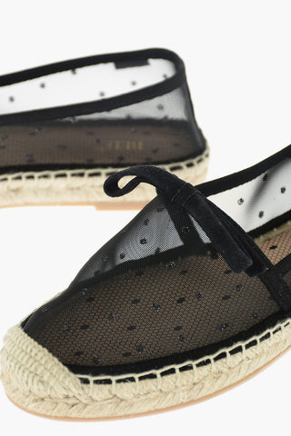 Mesh Fabric Espadrilles with Suede Leather Details 1,5 cm
