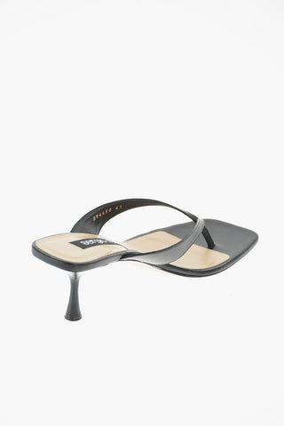 Sabot a Infradito in Nappa con Punta Squadrata 7 cm