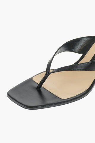 Sabot a Infradito in Nappa con Punta Squadrata 7 cm