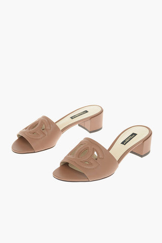 Sabot in Pelle con Logo in Rilievo 4,5 cm