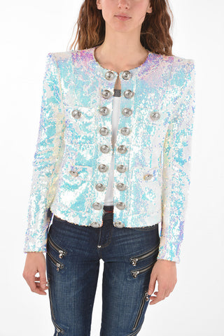 Blazer Paillettato con Bottoni Ornamentali