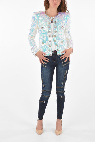 Blazer Paillettato con Bottoni Ornamentali