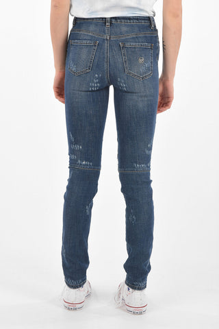 Embroidered Logo BIKER High-waisted Denims