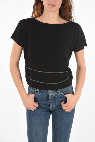 Maglia con Collo a Barca e Maniche Corte
