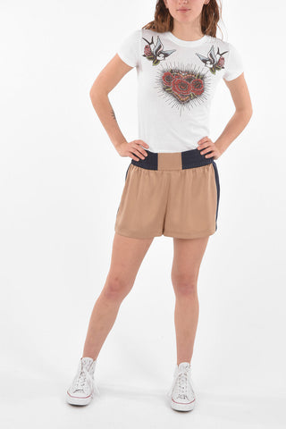 Two Tone Elastic Waistband Shorts