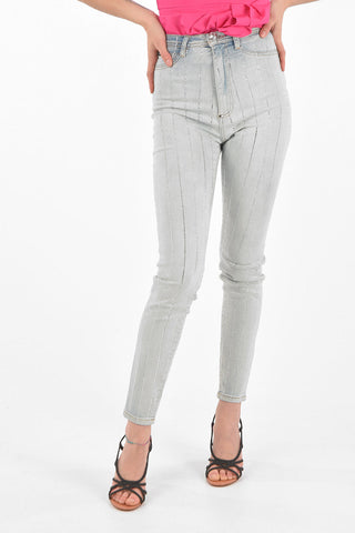 High Waist Jeggings with Crystal Applications