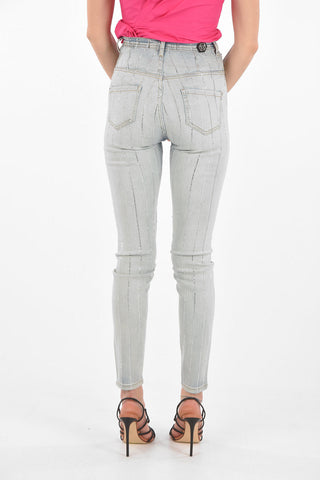 High Waist Jeggings with Crystal Applications