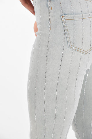High Waist Jeggings with Crystal Applications