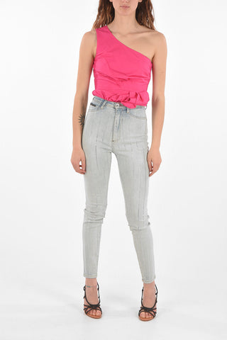 High Waist Jeggings with Crystal Applications