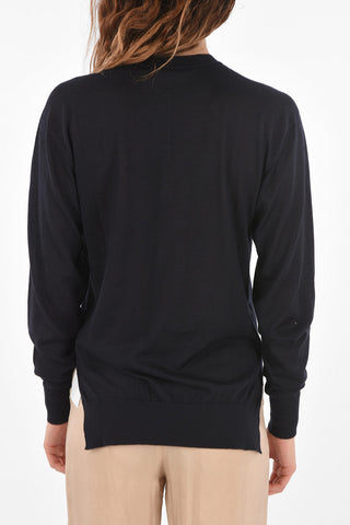 Crew Neck Side Split Cashmere Blend Sweater