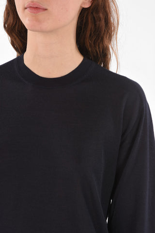 Crew Neck Side Split Cashmere Blend Sweater