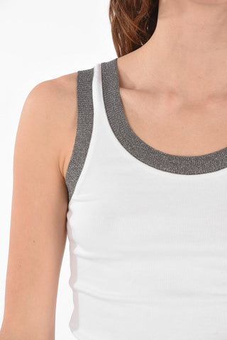Ribbed Tank Top with Lurex Profiles