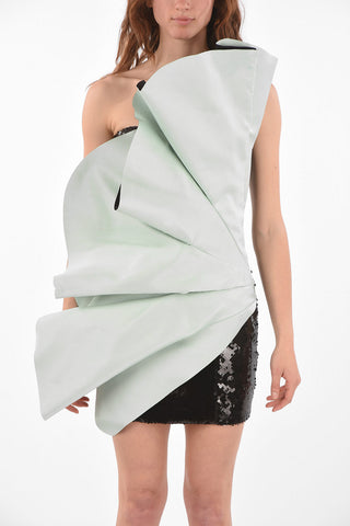 Maxi Volant Strapless Sequined Dress