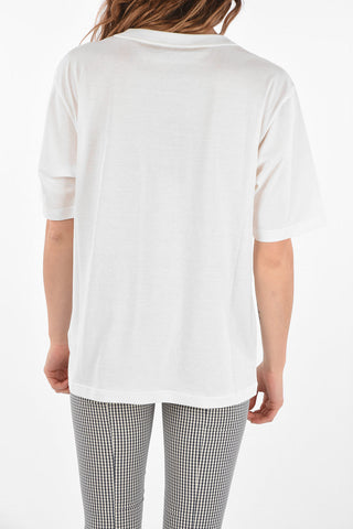 T-Shirt Girocollo con Logo in Applicazione