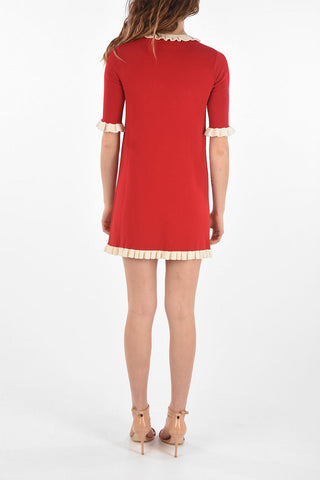 Short-sleeved Ruffle-edged Knitted Dress