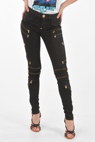 Low Rise Jeggings WHEN I SAY IT with Decorative Zip Fastenings